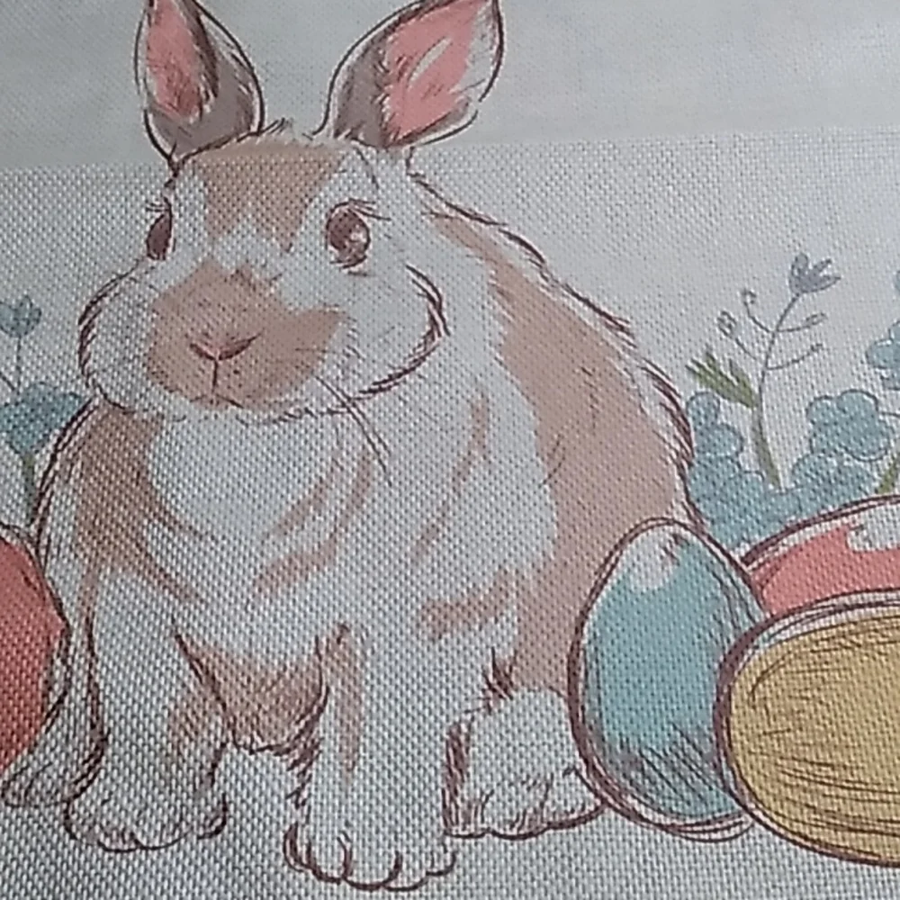 12.5 x 18.5 inches Outdoor flag Happy Easter cute bunny on Burlap fabric